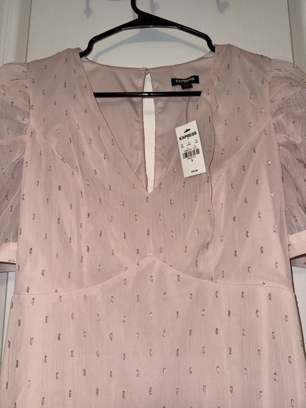 NWT Express Dusty Pink V-Neck Short Sleeve Mini Dress - Picture 7 of 8